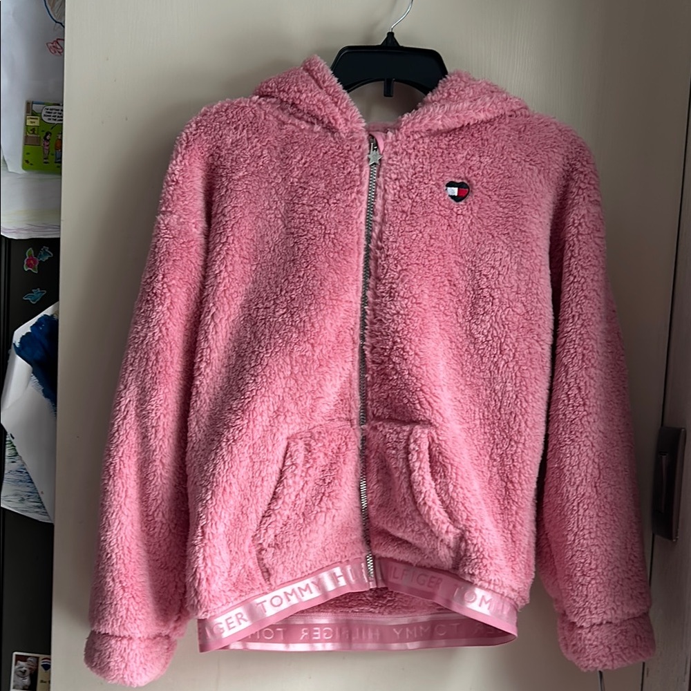 Kids Tommy Hilfiger Pink Fleece Hoodie Jacket